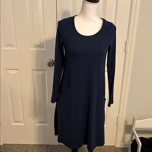Chic Long Sleeve Navy Dress